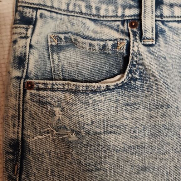 Gap light wash/acid wash distressed high-rise boho straight leg ankle  jeans - Picture 4 of 11